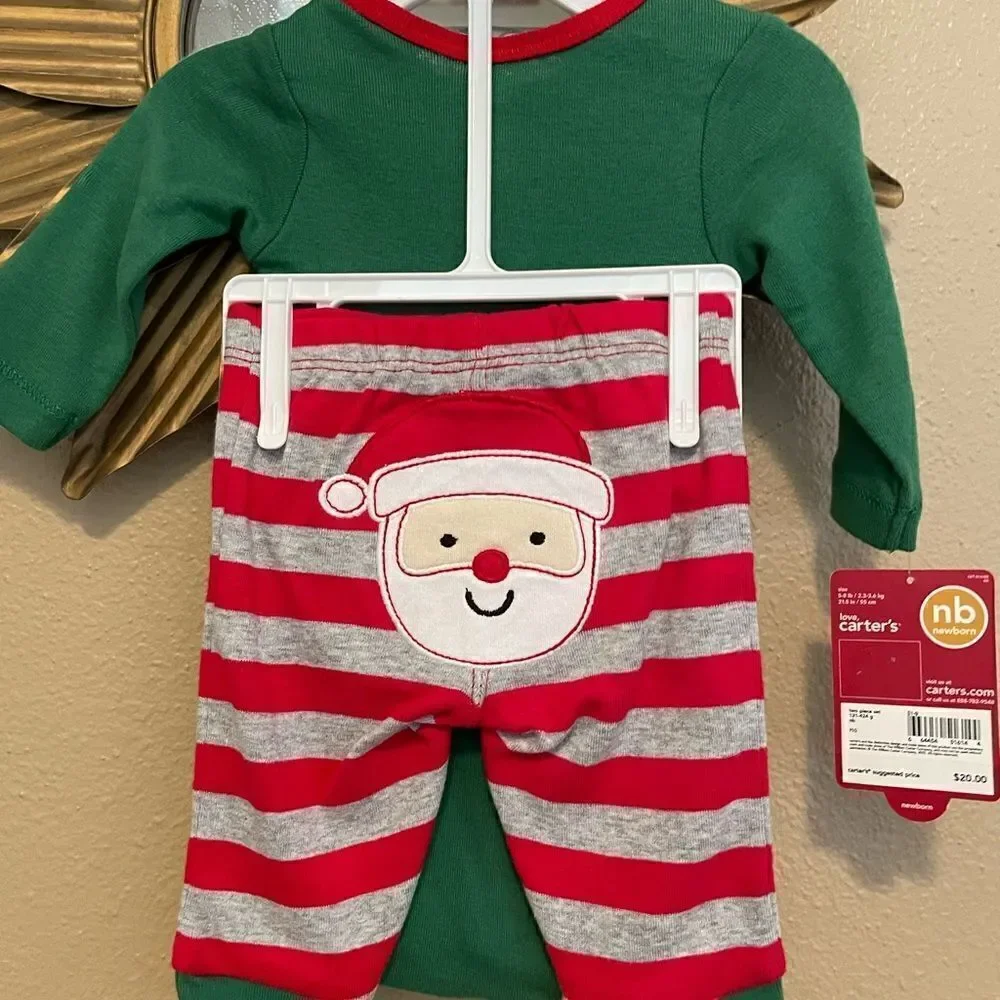 Carter’s Vintage Side Santa’s Helper NB Embroidered Two Piece Outfit